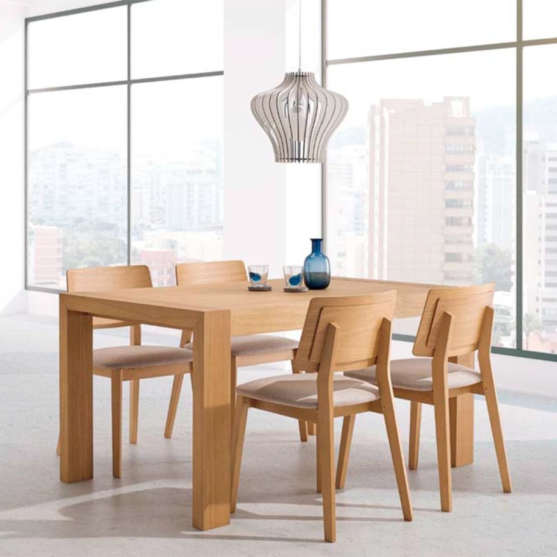 Mesa de comedor extensible en madera de roble