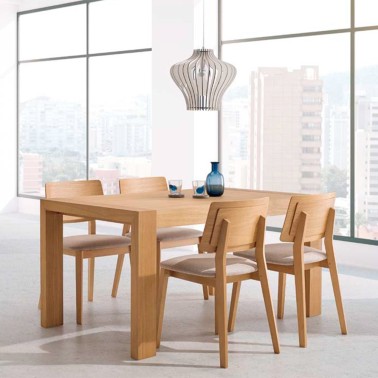 Mesa de comedor extensible en madera de roble