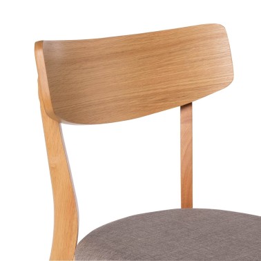 Silla de comedor de madera de roble estilo nordico con asienyo tapizado