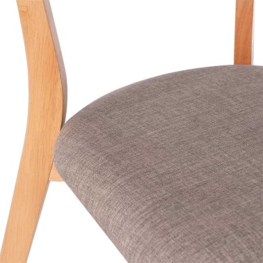 Silla de comedor de madera de roble estilo nordico con asienyo tapizado