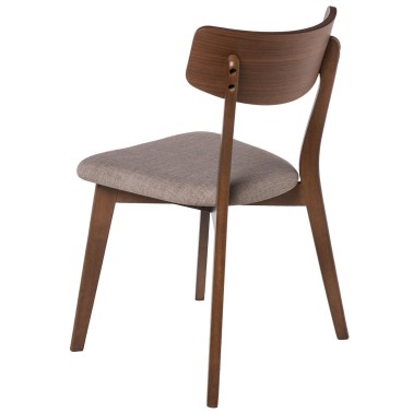 Pack 2 sillas de comedor de madera nogal con asiento tapizado KEIRA