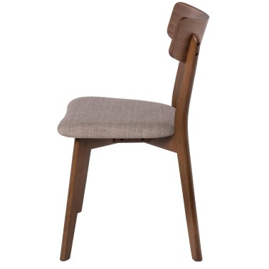 Pack 2 sillas de comedor de madera nogal con asiento tapizado KEIRA