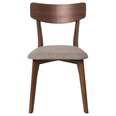 Pack 2 sillas de comedor de madera nogal con asiento tapizado KEIRA