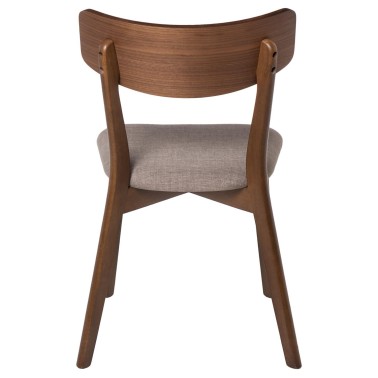 Pack 2 sillas de comedor de madera nogal con asiento tapizado KEIRA