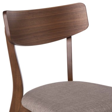 Pack 2 sillas de comedor de madera nogal con asiento tapizado KEIRA