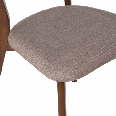 Pack 2 sillas de comedor de madera nogal con asiento tapizado KEIRA