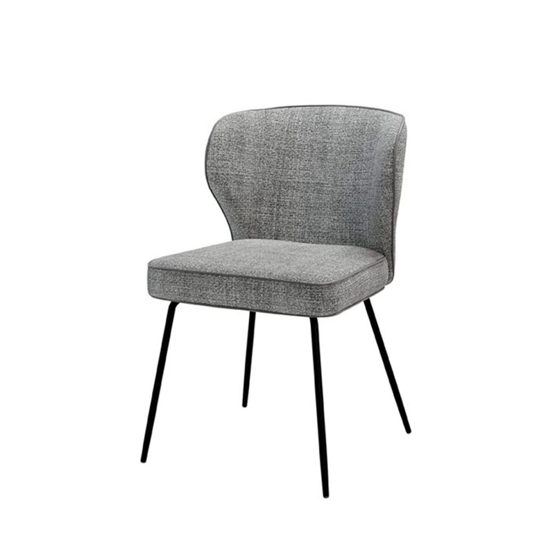 Silla tapizada gris claro con paras metalicas negras