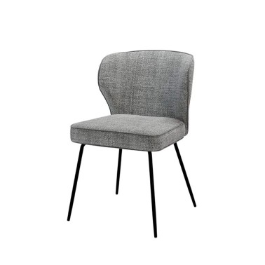 Silla tapizada gris claro con paras metalicas negras