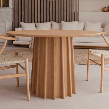 Mesa redonda fija en roble LORENZA