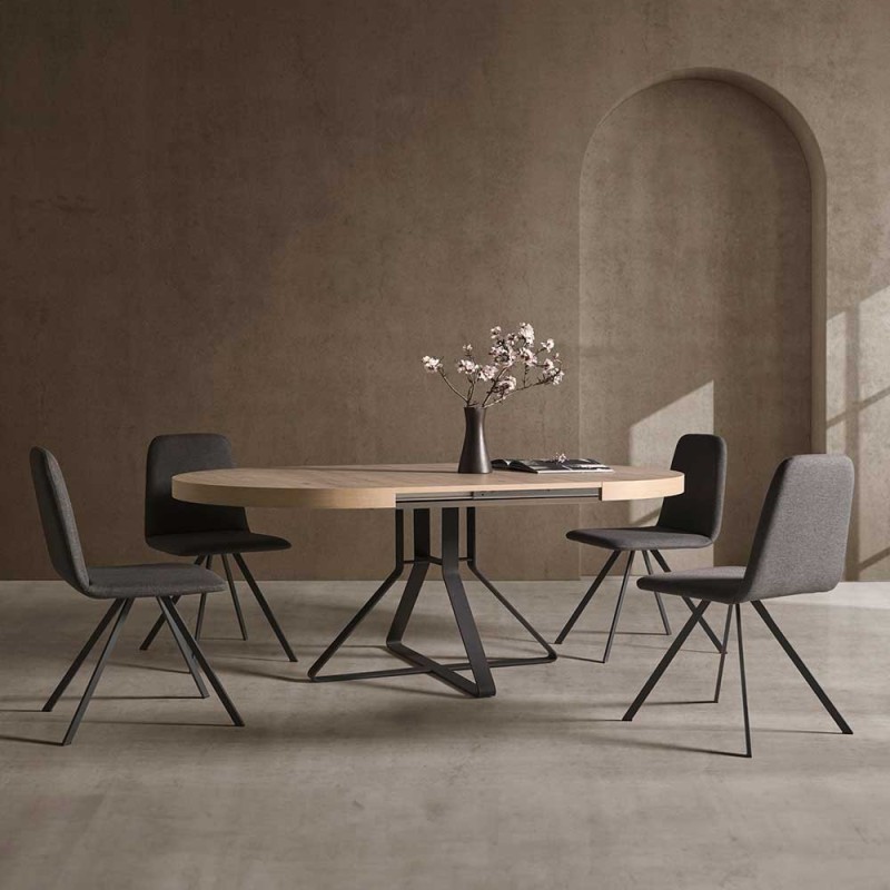 Mesa redonda extensible con pata metalica central