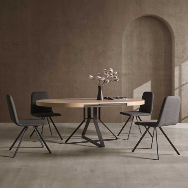 Mesa redonda extensible con pata metalica central