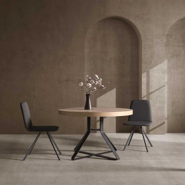 Mesa pie central redonda extensible