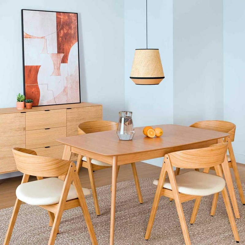 Mesa extenisble estilo nordico en madera de roble