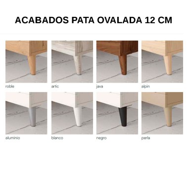 Mesita de noche 2 cajones, patas ovaladas, tirador asa PARIS I