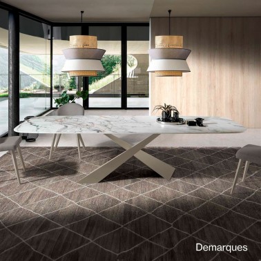 Mesa comedor porcelanico con patas metalicas Jasper