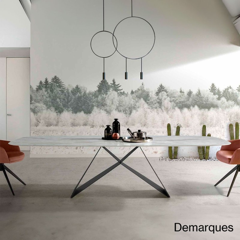 Mesa de comedor porcelanico y patas metalicas MUMM FIX