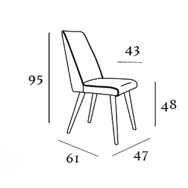 Silla tapizada con patas de madera de haya Lyssa