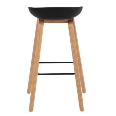 Taburete alto polipropileno negro y madera de haya RONIE
