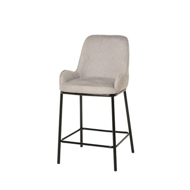 Taburete tapizado con estructura metalica negra Milton