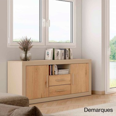 Aparador moderno 180 cm con 2 puertas, 2 cajones y 1 hueco