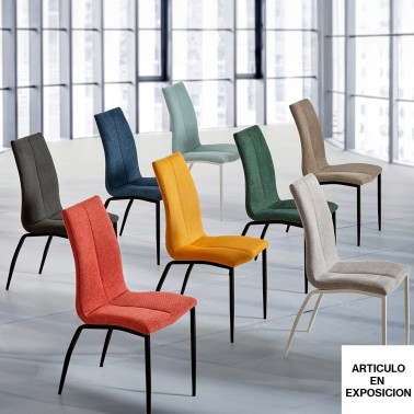 Silla tapizada con patas metalicas MIA