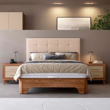 Cabecero con canape para colchon 150 cm y 2 mesitas con 2 cajones PARIS X