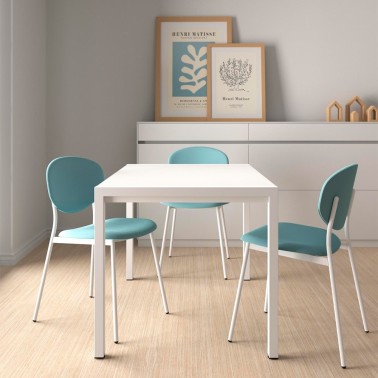 Mesa de cocina cristal y patas metalicas