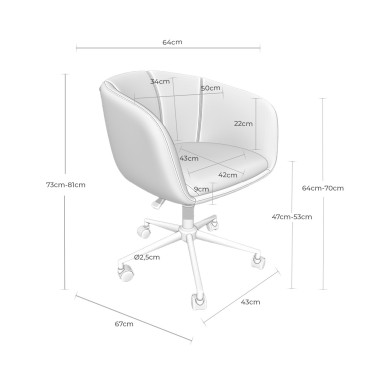Silla de oficina con ruedas y giratoria ARIZONA