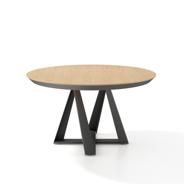 Mesa redonda extensible LECREL con pata metalica de Rodri Diseño