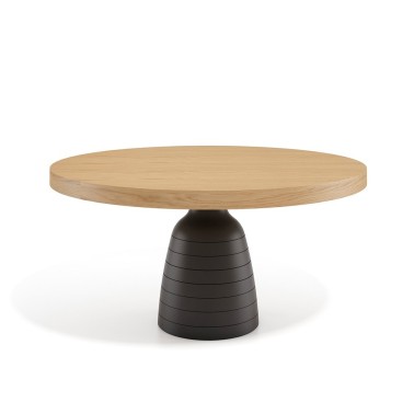 Mesa redonda extensible pie central negro