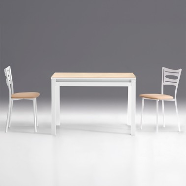 Mesa de cocina roble y blanco