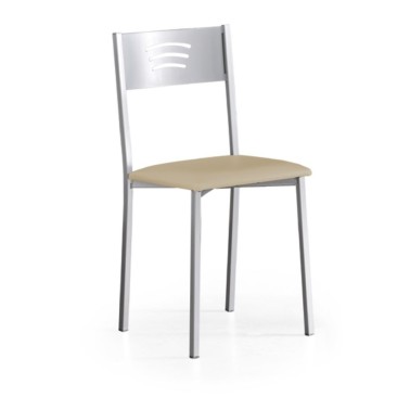 silla de cocina con estructura metalica y asiento tapizado CADIZ