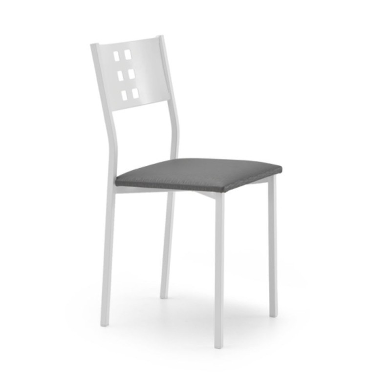 Silla de cocina con estructura metalica y asiento tapizado SARA