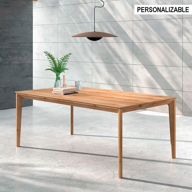 Mesa extensible de comedor nordica en madera de roble