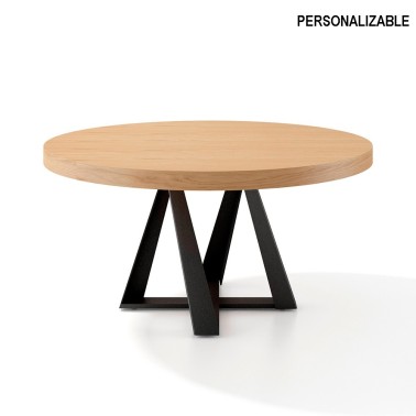 Mesa de comedor redonda con pata central metalica