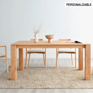 Mesa de comedor extensible de extilo nordico en madera de roble