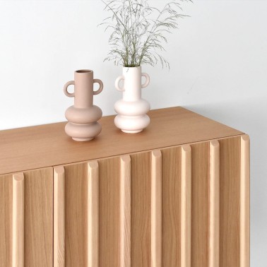 Mueble tv nordico de madera 4 puertas Stoken - Demarques