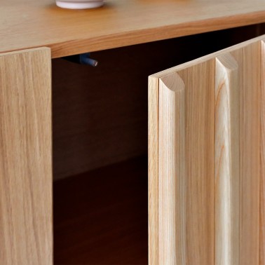 Mueble tv nordico de madera 4 puertas Stoken - Demarques