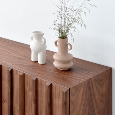 Mueble tv nordico de madera 4 puertas Stoken - Demarques