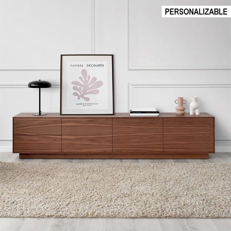 Aparador nordico madera de nogal con 2 cajones y 4 puertas.