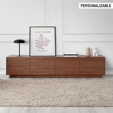 Aparador nordico madera de nogal con 2 cajones y 4 puertas.