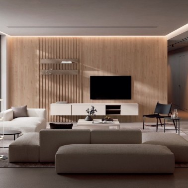 COMPOSICION DE MUEBLES DE SALON CON PANALE DE PARED