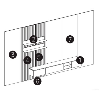 COMPOSICION DE MUEBLES DE SALON CON PANALE DE PARED