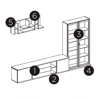 CONJUNTO MODERNO DE MUEBLES DE SALON MUSS LR07