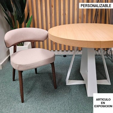 Silla tapizada con resaldo de madera Elba