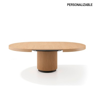 Mesa redonda extensible de madera