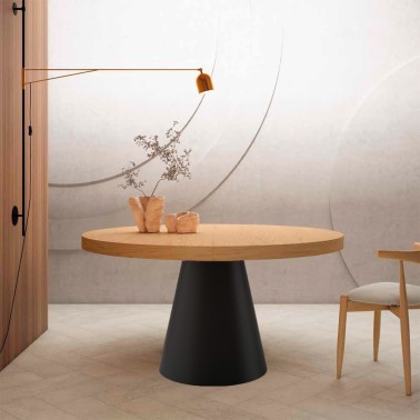 Mesa redonda extensible pie central HAYON