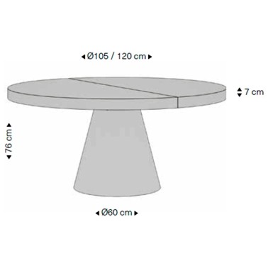 Mesa redonda extensible pie central HAYON