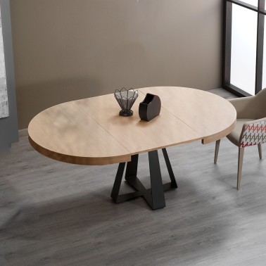 Mesa redonda extensible con pie central