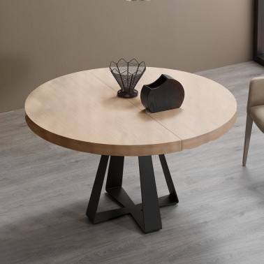 mesa redonda de madera con pie central